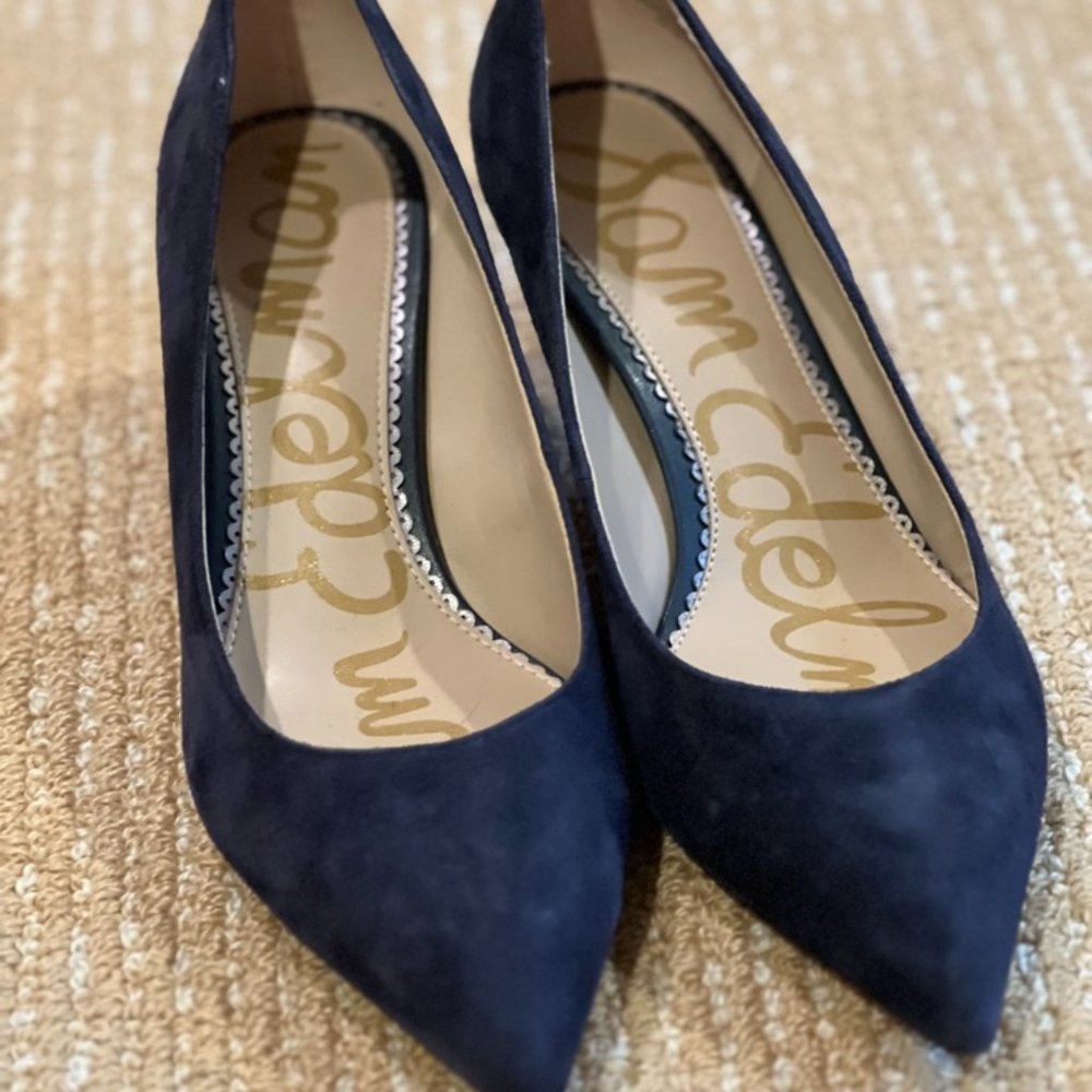 Sam Edelman Blue Suede Kitten Heel Pumps